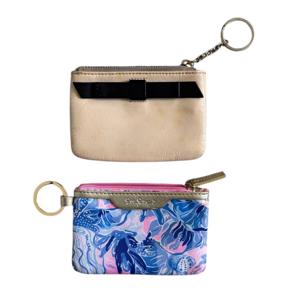 Lot of 2,Kate Spade Lilly Pulitzer Pink and Blue Keychain Wallet
